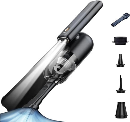 GajetNest Mini Portable Foldable Car Vacuum Cleaner - 20000PA Strong Suction, Cordless, LED Light, Blower & Inflator, Long-Lasting Battery, Compact & Lightweight, Easy Carry, Folding Design (Black)