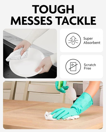 Fantasticlean Microfiber Cleaning Cloth Roll -75 Pack, Tear Away Microfiber Towels, 12" x 12", Reusable, Washable, Scratch Free, Ultra Absorbent Dishcloth for All-Around Cleaning Supplies (White)