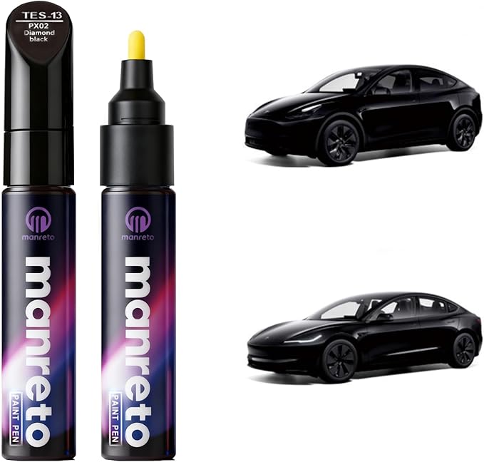Touch Up Paint for Tesla Model Y/3/X/S Diamond Black (PX02)—OEM Color-Matched, Quick & Easy Car Scratch Remover Pen, Long lasting & Waterproof Car Paint Touch Up, Like-New Finish