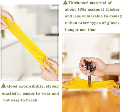 Vsootal 8 Pairs Reusable Household Cleaning Gloves, Rubber Kitchen Dishwashing Gloves,Extra Thickness, Long Sleeves, for Washing Dishes, Pet Care(Small, Yellow)