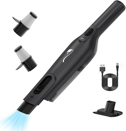 AYONTIN Cordless Handheld Vacuum, Lightweight Portable Hand Vacuum Cleaner with LED Light,Rechargeable Hand Held Vacuum with One-Touch Empty, Powerful Suction for Office,Home,Black