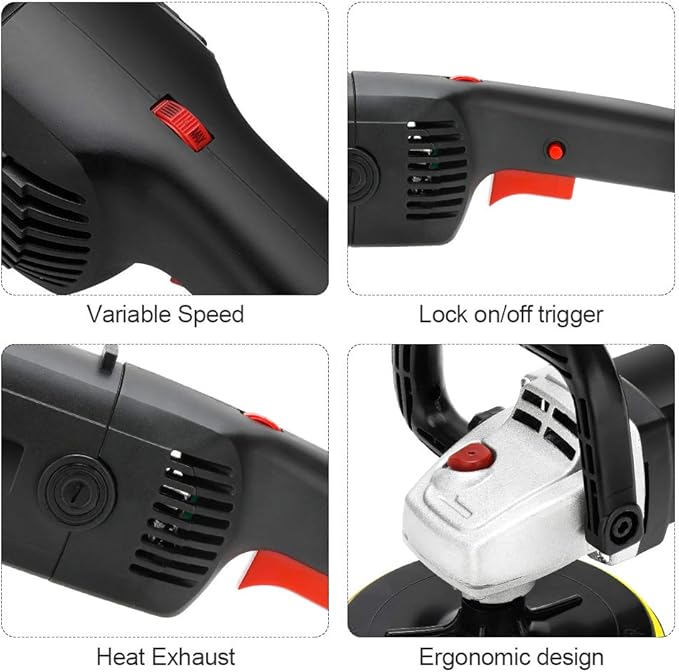 APLMAN Buffer Polisher, 7 Inch Buffer Polisher for Car with 5 Polishing Pads,6 Variable Speed Detachable Handle, Ideal for Marble Slab Wood Polishing Rust Removal Sanding and Waxing
