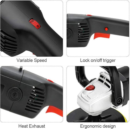 APLMAN Buffer Polisher, 7 Inch Buffer Polisher for Car with 5 Polishing Pads,6 Variable Speed Detachable Handle, Ideal for Marble Slab Wood Polishing Rust Removal Sanding and Waxing