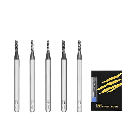 SPEED TIGER Micrograin Carbide Square End Mill - 4 Flute - ISE5/64 4T (5 Pieces, 5/64") - for Milling Alloy Steels, Hardened Steel, Metal & More – Mill Bits Sets for DIYers & Professionals