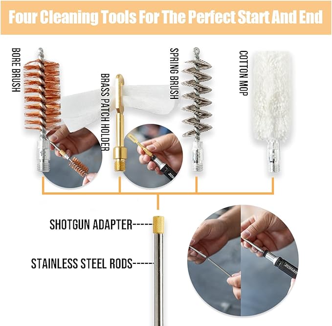 ZOHAN Shotgun Cleaning Kit for 12 Gauge,Shotgun Cleaner Supplies Gun Cleaning Kit with Gun Cleaning Brush