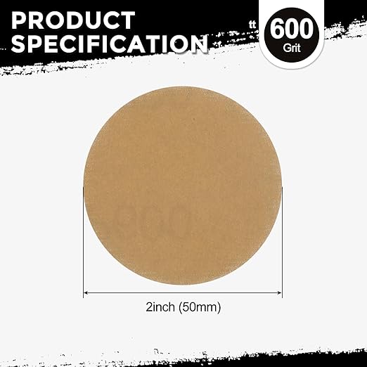 Kozelo 30 Pcs Sanding Discs 2 Inch 600 Grit Hook and Loop Random Orbital Sandpapers Suitable for Drywall Sander Wood Metal Furniture, Yellow