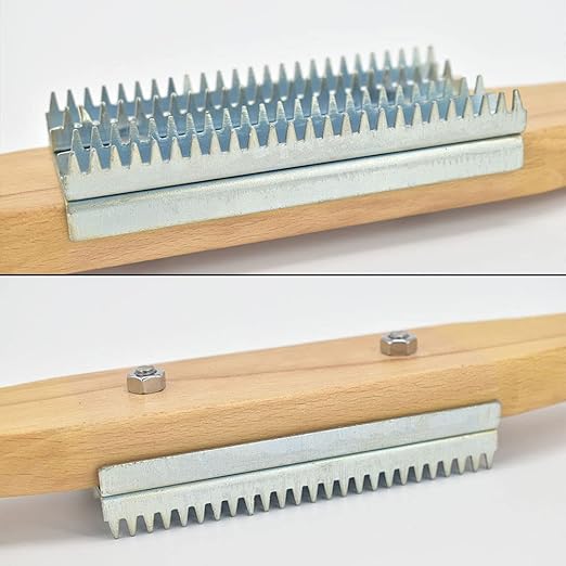FANXIANG Buffing Rake, 15in Metal with Wooden Handle, Removes Residual Compounds & Metal from Buffing Wheel, 1 Pack