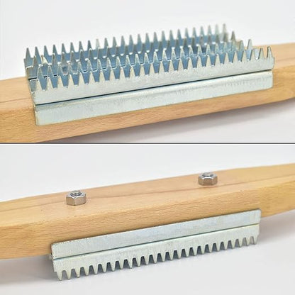 FANXIANG Buffing Rake, 15in Metal with Wooden Handle, Removes Residual Compounds & Metal from Buffing Wheel, 1 Pack