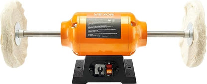 VEVOR 1/2HP Bench Buffer Polisher, 8-inch Bench Polishing Buffing Machine, 1725RPM/3450RPM Dual Speed Benchtop Polisher with 2PCS Cotton Wheels & Cast Iron Base for Metal, Jewelry, Wood Polishing