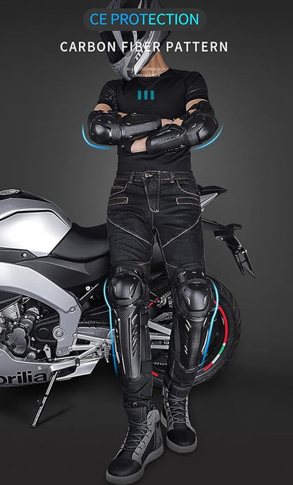 Tempsnow Knee and Shin Guards Motorcycle Protective Gear for Adults Hard Collision Avoidance Motocross Racing Knee Protector Shin Guards Motorbike Knee Guards Shin Protector