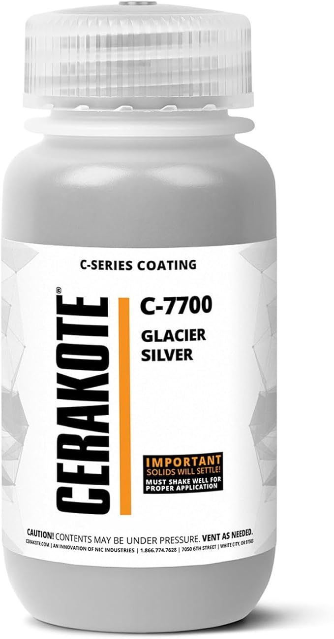 CERAKOTE ( AIR CURE C-SERIES GLACIER SILVER [ 32oz ] C-7700Q Performance Ceramic Technology + Color on All- Metals, Polymers + More