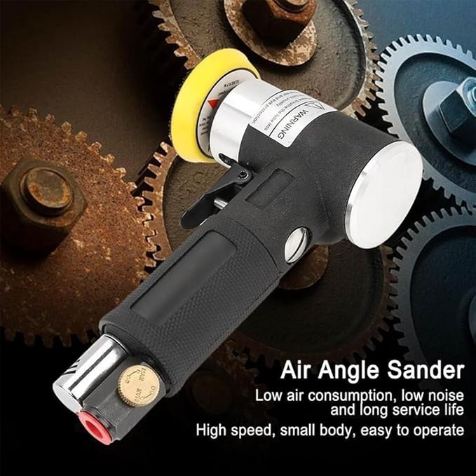 60Pcs Mini Air Sander Kit, Pneumatic Sander with 1” 2” 3” Backing Plates, Sanding Discs, Buffing Pads for Random Orbital Sanding Buffing Polishing