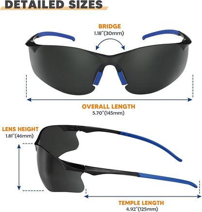 Safety Glasses Tinted 24 Pack, Protective Eyewear for Men Women UV Protection ANSI Z87.1, Safety Sunglasses Bulk Scratch Impact Resistant Eye Protection with Nose Pads for Construction Work Smoke