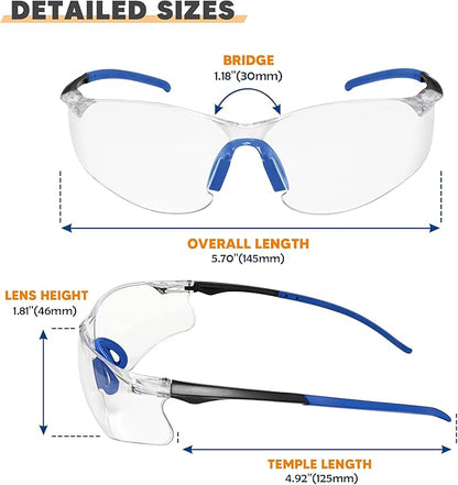 Clear Safety Glasses 3 Pack, Protective Eyewear UV Protection ANSI Z87.1, Safety Goggles Scratch & Impact Resistant, Eye Protection with Nose Pads for Men & Women Construction, Shooting, Lab Work