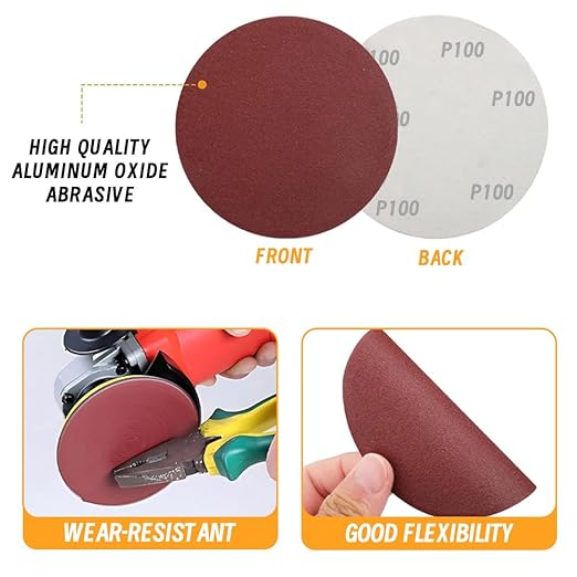 WCIC 100-Pack 3-Inch Heavy-Duty Coarse Sanding Discs | P40 to P120 | Double Supply for Large Projects | Extra Thick for Paint Removal, Rust & Wood Shaping (Heavy-Duty Coarse Kit)