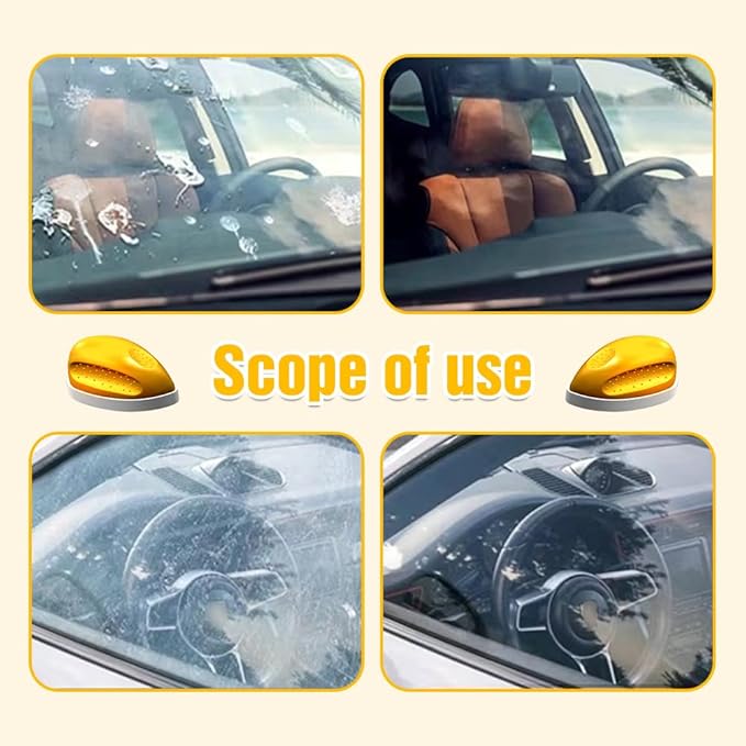 Automotive Oil Film Cleaning Brush, Car Glass Oil Film Cleaner Glass Cleaning Board Cleaning Wipe Windshield Cleaner, Glass Oil Film Remover for Windshield Improves Clarity Visibility (1, Yellow)