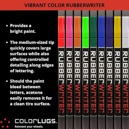 ColorLugs RubberWriter Paint Pen for Car Tires | Oil-Based Marker for Tire Lettering | Waterproof Ink | Fast Drying | Medium Size Tip | Apply at Home | Color: Red | Pack of 2 Pens