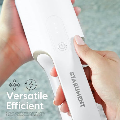 Starument Handheld Vacuum Cleaner - Cordless Vacuum Cleaner for Cleaning Dust, Dirt, Pet Hair Suction - Compact, Rechargeable & Wireless Device for Home, Office, Car - USB-C Cable (White)