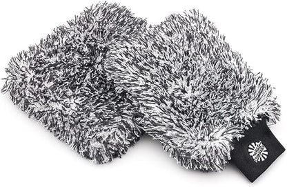 The Rag Company - The Cyclone Ultra Wash Mitt 8in x 9in and Cyclone Ultra Wash Pad 10in x 10in - 70/30 Blend Korean Microfiber, Foam Padding, Scratch-Free, Lint-Free, Black (2-Pack)