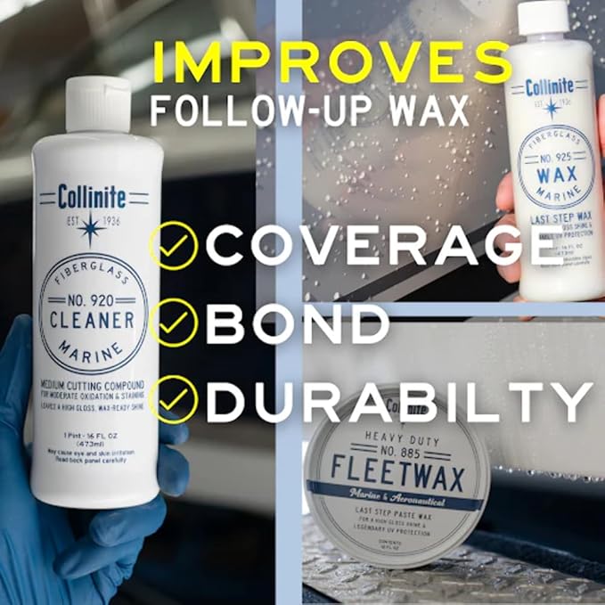 Collinite 920 Fiberglass Cleaner and 885 Paste Wax Combo