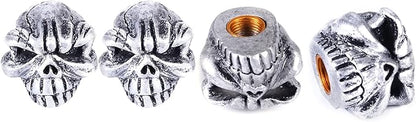 Abfer Skull Valve Stem Caps Car Wheel Air Cover Tire Dust Cap Decorative Accessories Fit Most Vehicle Truck Motorcycles Bikes (Silver)