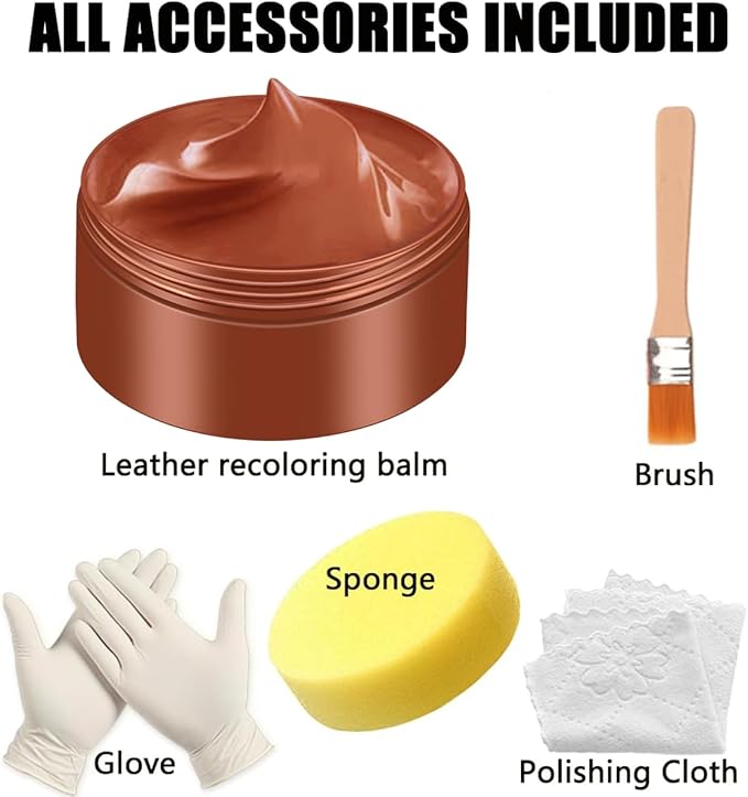 UP22YOU Leather Recoloring Balm, Brown Vinyl Leather Dye for Furniture Seat, Leather Repair Kit for Car Interior, Shoe Polish Paint