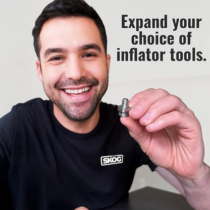 SKÖG Self-Sealing Tire Inflator Adapter – 1/4” NPT Male to Schrader Valve | No Teflon Tape | Leak-Free | for Air Compressors & Inflators