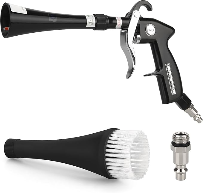 MYPIN Aluminium Car Cleaning Gun with Tapered Nozzle, 6-9.2Bar with 2 Set Nozzle, Pressure Air Blower Blow Gun Producing Powerful Blast of Air for Cleaning Cars, Velvet, Furniture and Carpets