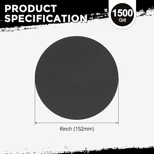 Kozelo 30 Pcs Sanding Discs 6 Inch 1500 Grit Hook and Loop Orbital Sandpaper Suitable for Metal Wood Furniture DIY Grinding and Polishing, Black