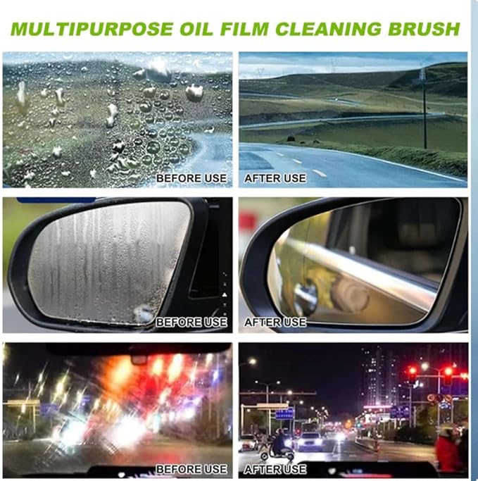 Cyeior 2026 Upgrade Clearn Vision Glass Cleaner, Clear vision Car Windshield Cleaner, Reusable Automotive Oil Film Cleaning Brush with Clear Vision Glass Cleaner (2, 2.0 Green)