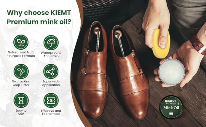 KIEMT Premium Mink Oil Leather Conditioner & Cleaner - All-in-One Leather Care Kit for Boots, Shoes, Sofas, and More!