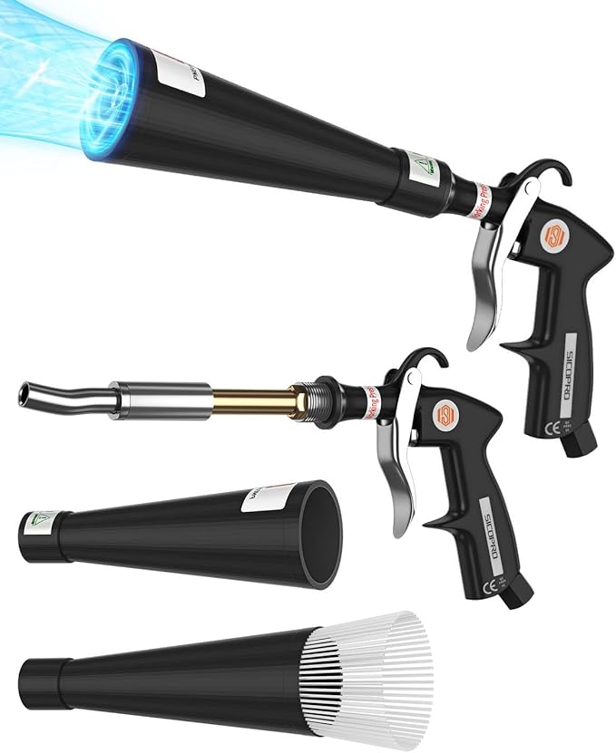 Car Cleaning Gun, Air Blower Gun Car Detailing Tools, Air Compressor Accessories, Air Blaster Gun, 2 Set Nozzle Accessories, Quickly Blowing Out Dirt and DustWorking with Air
