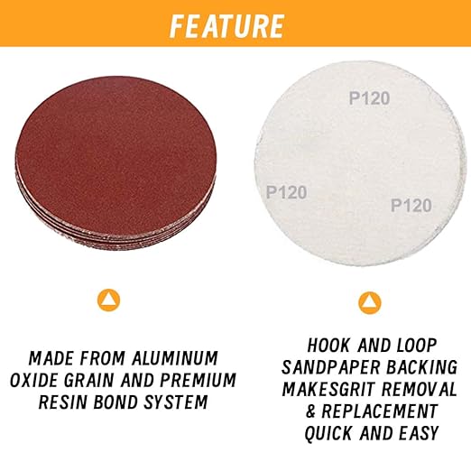 WCIC 100-Pack 3-Inch Heavy-Duty Coarse Sanding Discs | P40 to P120 | Double Supply for Large Projects | Extra Thick for Paint Removal, Rust & Wood Shaping (Heavy-Duty Coarse Kit)