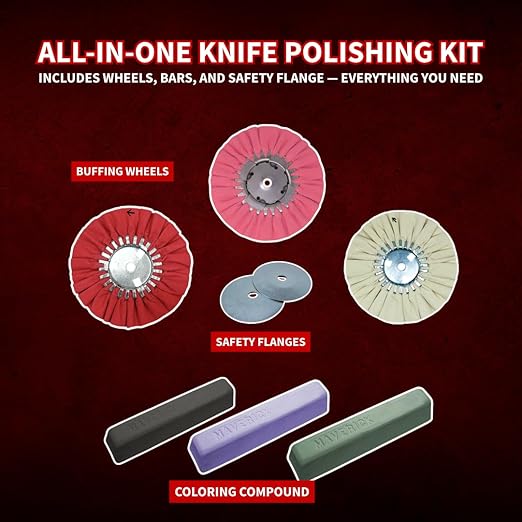 Combat Abrasives Knife Polishing Kit for Buffing & Polishing Steel or Stainless Steel 7 Piece Kit