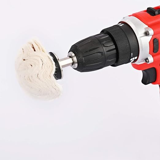 11 Pcs Buffing Wheel Set for Drill, Polishing Tool Kit, 1/4” Hex Shaft Cotton Grinding Head for Rotary Tools
