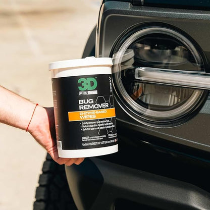 3D Bug Remover - Versatile Exterior Solution for Removing Bugs from Windows, Mirrors, And Multiple Surfaces Safe for Car Paint, Wax & Clear Coat, 150 Wipes