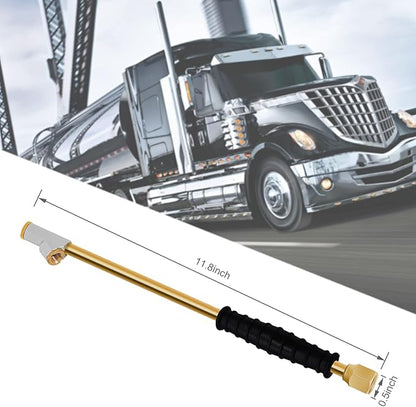 GODESON 1/4" FNPT Extended Reach Dual Head Air Chuck, 2-Way Connection 11.8" Extended Brass Air Chuck with Rubber Handle,Tire Chuck with Quick Plug for Semi, RV, Truck Dually Tires