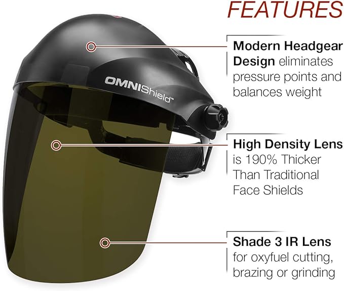 Lincoln Electric OMNIShield Professional Face Shield - Shade 3 IR Lens - Premium Headgear - K3753-1