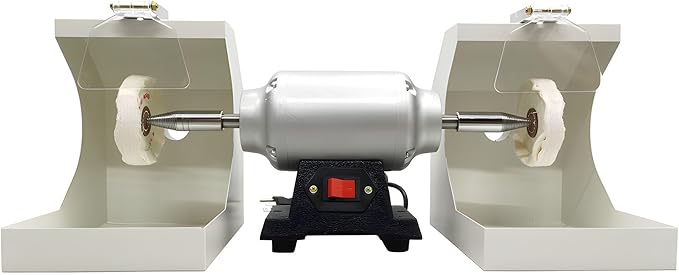 Banfluxion 110V 550W Polishing Machine Double-station Lab Polisher Lathe Buffing Grinder for Jewelry Polishing Burnishing Denture Polishing 3000rpm 35m/s Linear Speed