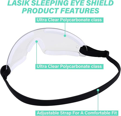 Kingdder 2 Pcs Eye Shield Clear Eye Shield for Sleeping Protective Goggles with Adjustable Strap and Soft Padding, Sensitivity of The Eyes to Light, Storage Bag