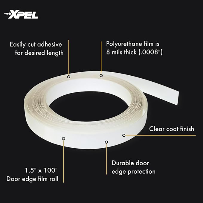 XPEL Door Edge Guard Protection Film Roll, 4-24" Strips - Car or Truck Doors, Protective Barrier Against Minor Scratches, Paint Chips, Door Edge Impact, and Dings - Prevents Damage and Possible Rust