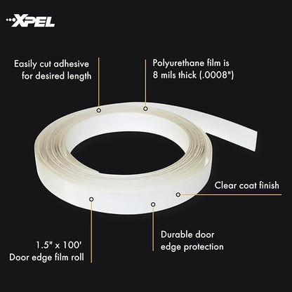 XPEL Door Edge Guard Protection Film Roll, 4-24" Strips - Car or Truck Doors, Protective Barrier Against Minor Scratches, Paint Chips, Door Edge Impact, and Dings - Prevents Damage and Possible Rust