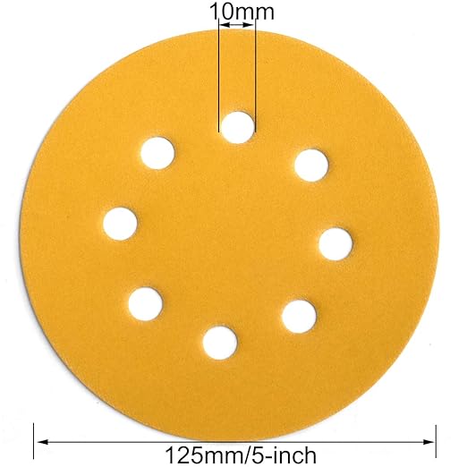 Aiyard 5-Inch 8-Hole Hook and Loop Sanding Discs 600-Grit Random Orbit Sandpaper, 100-Pack