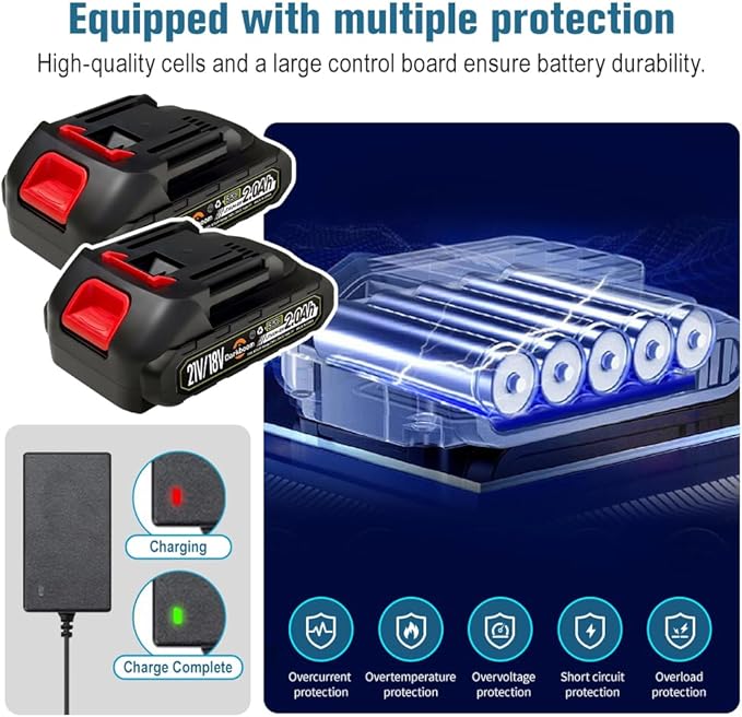 Darkboom Cordless Buffer Polisher 6 inch with 2Pcs 2.0Ah Rechargeable Batteries Compatible with Makita,and 1 Adapter Charger, 6 variable speed 5500RPM cordless sander, for Car Detailing/Polishing