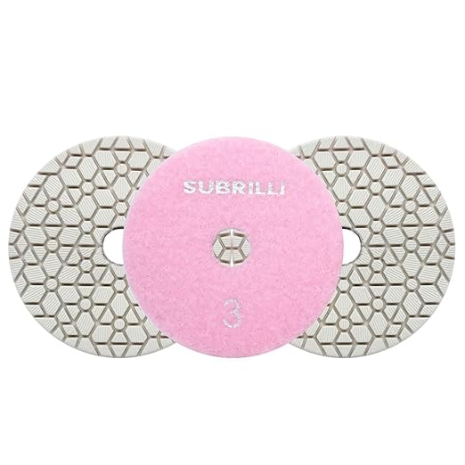 3 Step Diamond Polishing Pads 3-Pcs Step 3 Abrasive Disc for Granite Quartz Marble Concrete Terrazzo