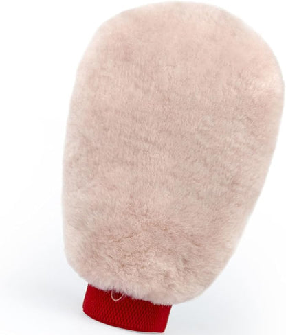 Gracefur Ultra-Soft Sheepskin Car Wash Mitt - 100% Pure Lambswool Wash Mitt for Scratch-Free Detailing & Paint Protection, Extra Large Safe Cleaning Glove (No Fingers, Pink)