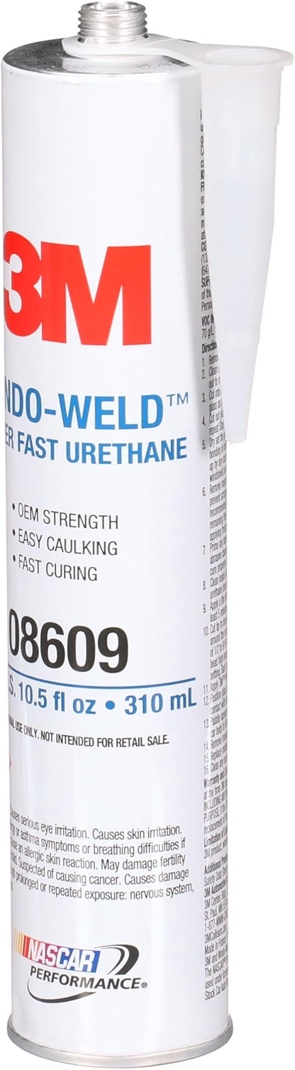 3M 08609 Window-Weld Super Fast Urethane Windshield Adhesive, High-Strength Fast-Curing One-Part Auto Glass Sealant, 10.5 fl oz (310 mL) Cartridge, Black