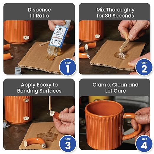 Brampton Multi-Purpose Epoxy, Quick 30-Minute Set, Waterproof 2-Part Epoxy Glue Kit for Tile, Metal, Ceramic, Glass, Wood, Stone, Strong Bonding, Sandable, Paintable Resin, Easy 1:1 Mix, 8 oz