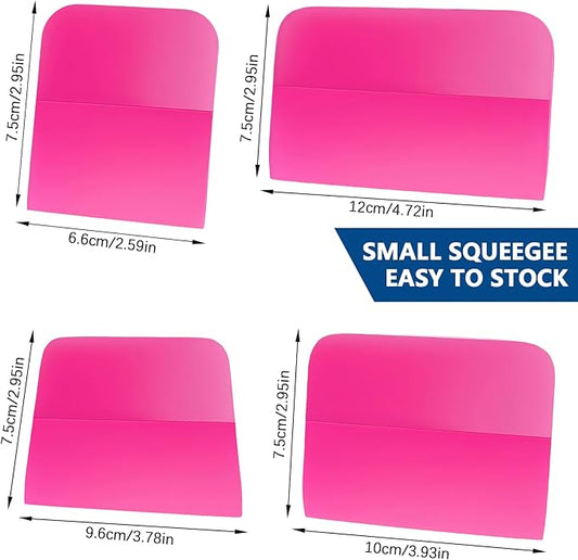 4 Pcs PPF Squeegee Soft Silicone Rubber Scraper, Anti Scratch TPU Coating Scraper for Car Vinyl Paint Protection Film Installation, Vinyl Wrap and Window Tint Windshield Glass Cleaning Kit, 4 Sizes