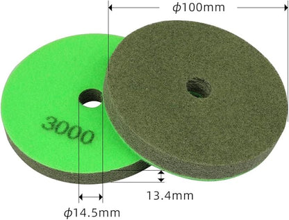 4" Diamond Sponge Fiber Polishing Pad 3000 Grit - Polishing Tile Stone Marble Concrete Ceramics Glass 2Pcs